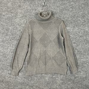 Belle by Kim Gravel Diamond Shaker & Jersey Turtleneck Sweater Womens XS Gray